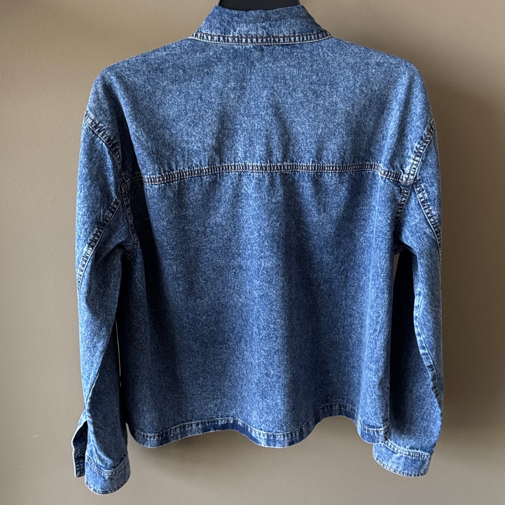 Jane & Delancey Blue Denim Button-Down Shirt Jacket ~ Sz M - Picture 2 of 12